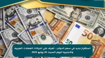 استقرار جديد في سعر الدولار.. تعرف على تحركات العملات العربية والأجنبية اليوم السبت 26 يوليو 2025